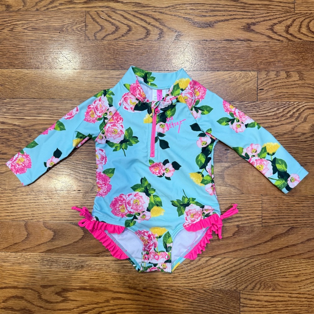 Betsey Johnson Floral Long Sleeve Baby Swimsuit